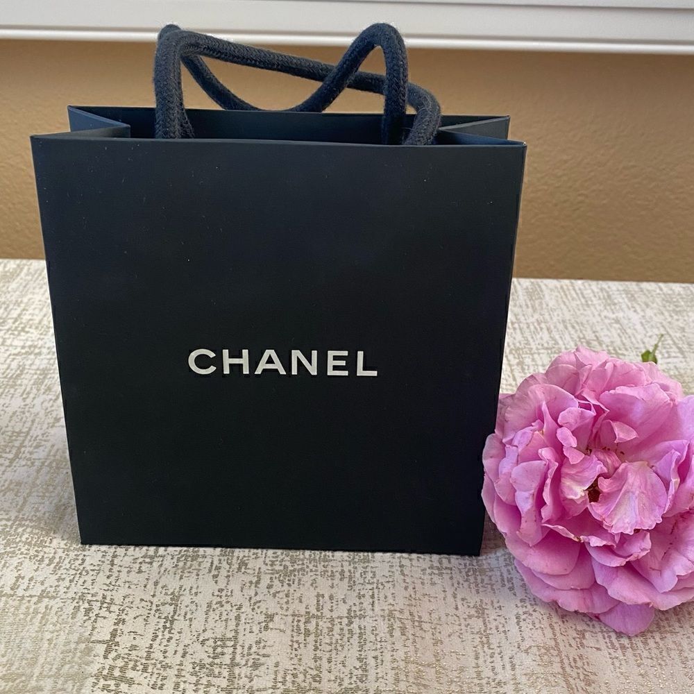 Chanel Black Paper Shopping/Gift Bag. 5.5" long x 5.5" x 2" deep. EUC!